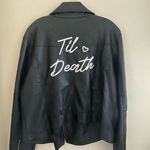 NWT!! BRIDAL LEATHER JACKET “TIL DEATH” 🤍💀